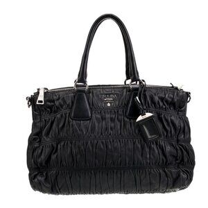 Prada Napa Gaufre Black Shoulder Bag authentic
